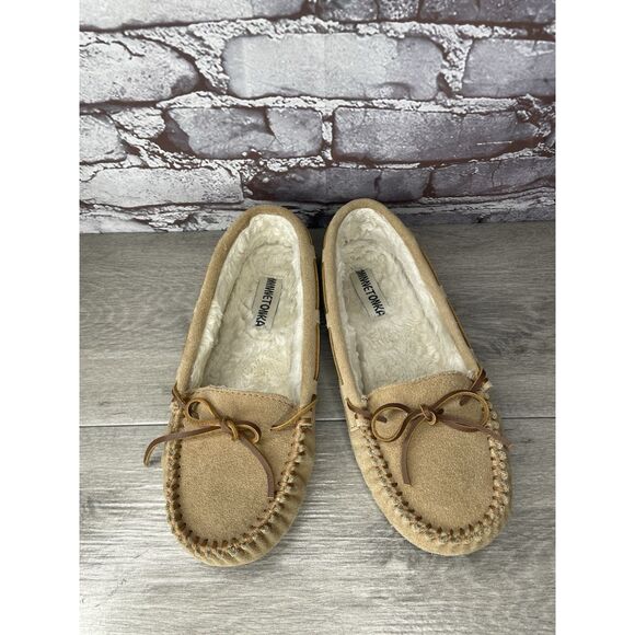 Minnetonka Cally Suede Faux Fur Lined Slip On Slippers Women Sz 10M US/41EU 4052 - Picture 2 of 16